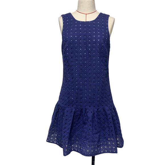J. Crew Womens Size 6 Blue Eyelet Shift Dress - Picture 1 of 6